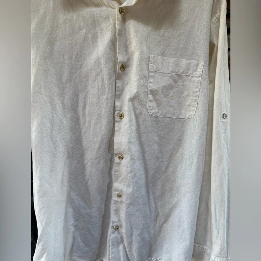 Mens Falls Creek Cream Casual Button-Down Shirt - Picture 3 of 5